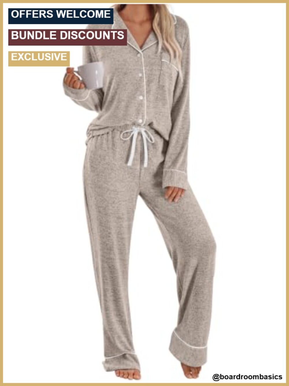 Women's 2-Piece Pajama Set Long Sleeve Button Down Lounge Sleepwear